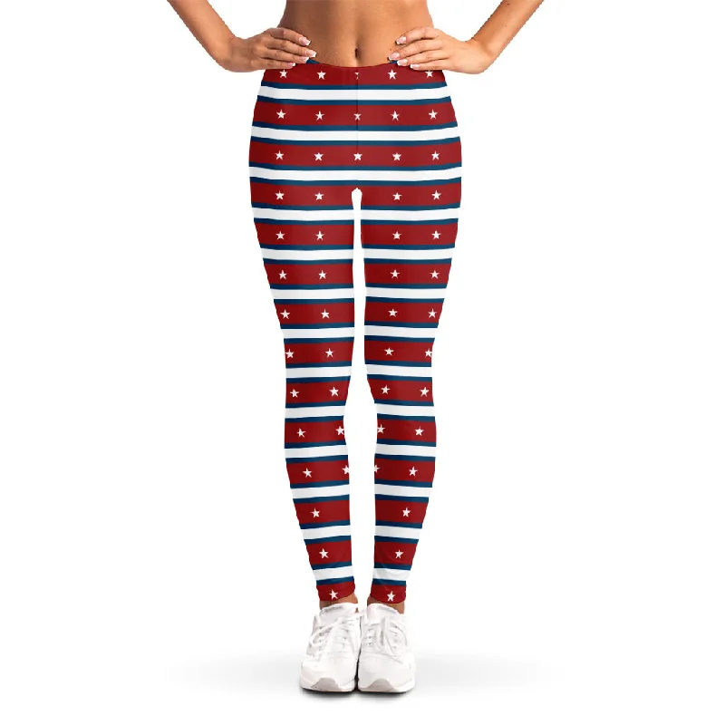 Year-End Clearance USA Striped Pattern Print Women's Leggings