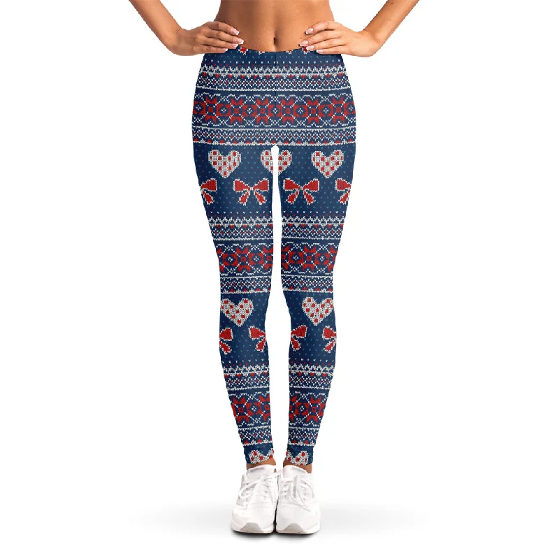 Value Deals Valentine's Day Knitted Pattern Print Women's Leggings