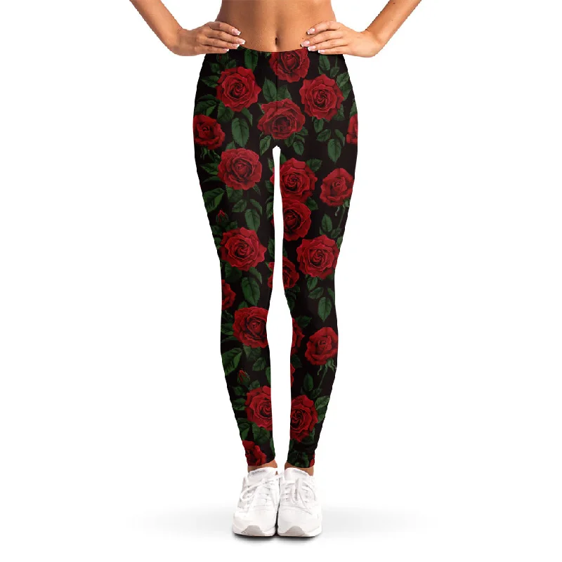 Today’s Deal Valentine's Day Rose Pattern Print Women's Leggings