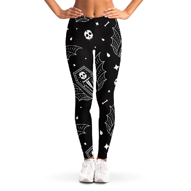 Super Deal Vampire Coffin Pattern Print Women's Leggings