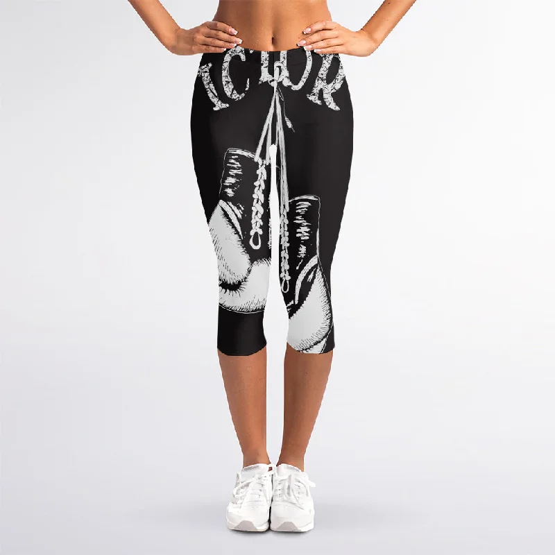 Can't Miss Victory King Of Boxing Print Women's Capri Leggings