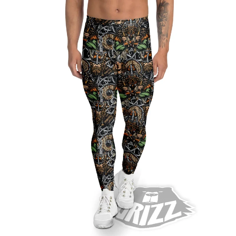 Overstock Sale Viking Nordic Warriors Print Pattern Men's Leggings