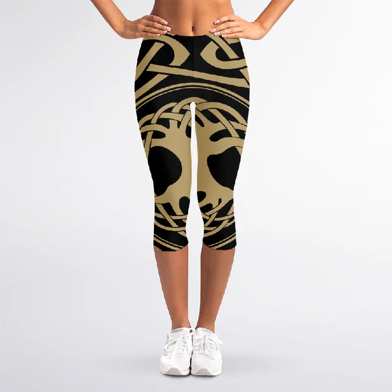 Daily Deals Viking Tree Of Life Print Women's Capri Leggings