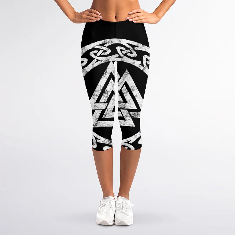 Best Bargains Viking Valhalla Symbol Print Women's Capri Leggings