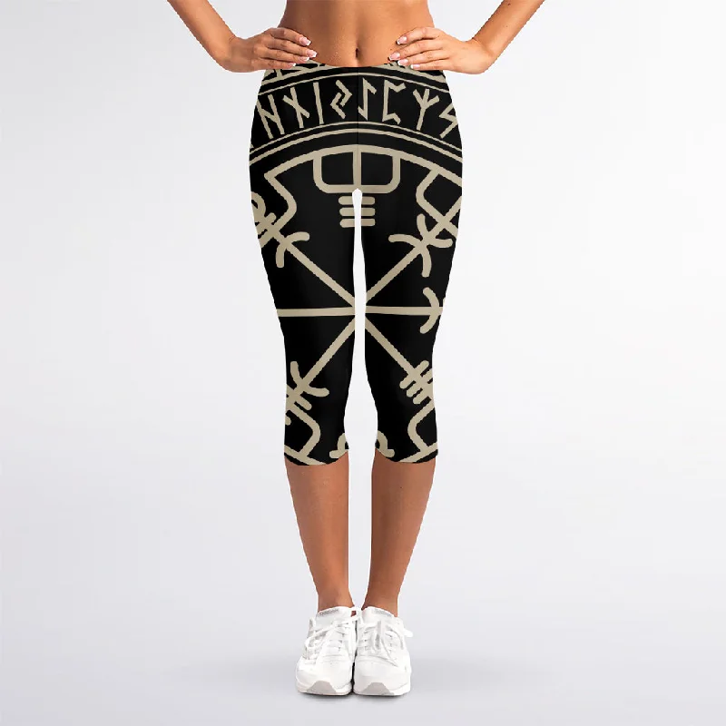 Savings Bonanza Viking Vegvisir Print Women's Capri Leggings
