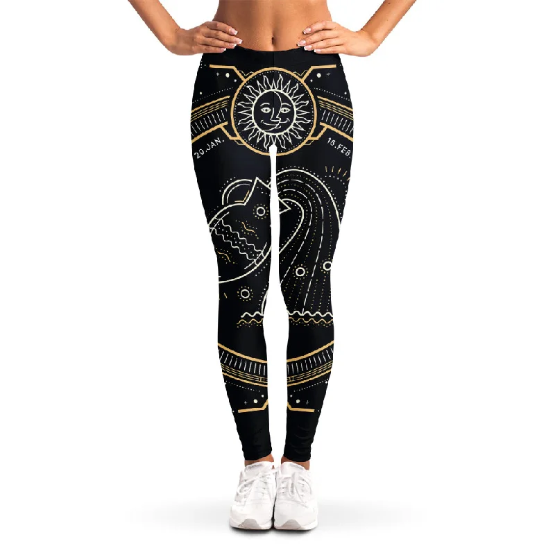 Price Drop Vintage Aquarius Zodiac Sign Print Women's Leggings