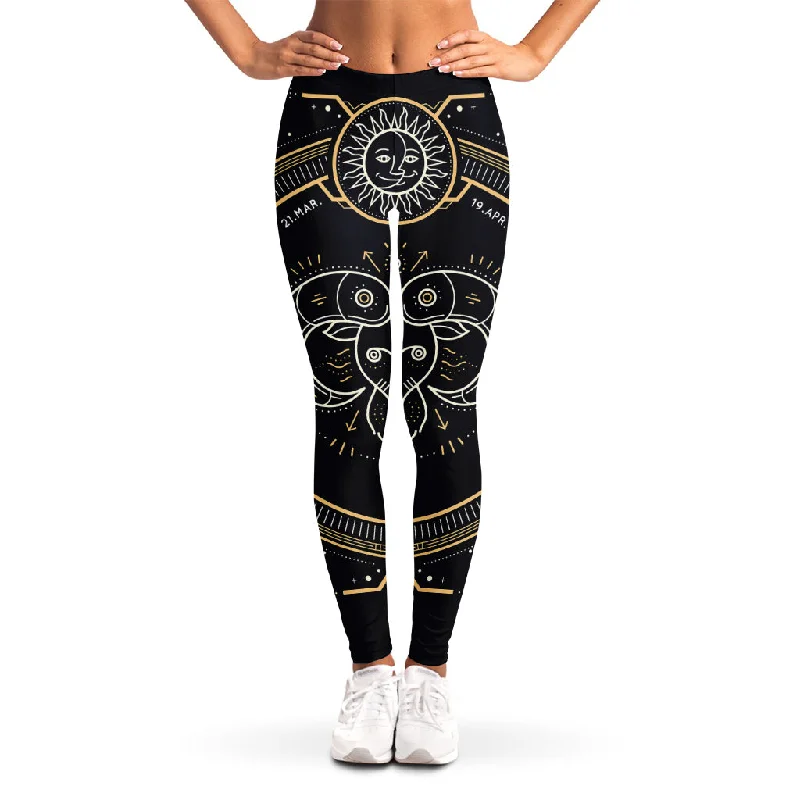 Act Fast Vintage Aries Zodiac Sign Print Women's Leggings
