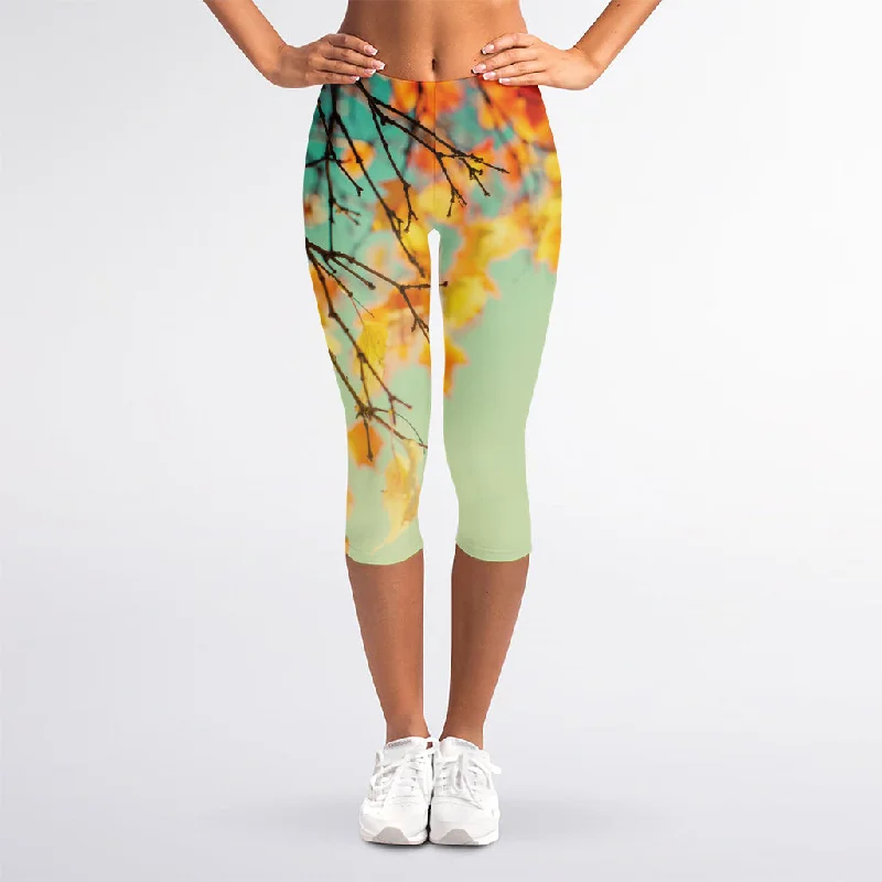 Special Buy Vintage Autumn Print Women's Capri Leggings