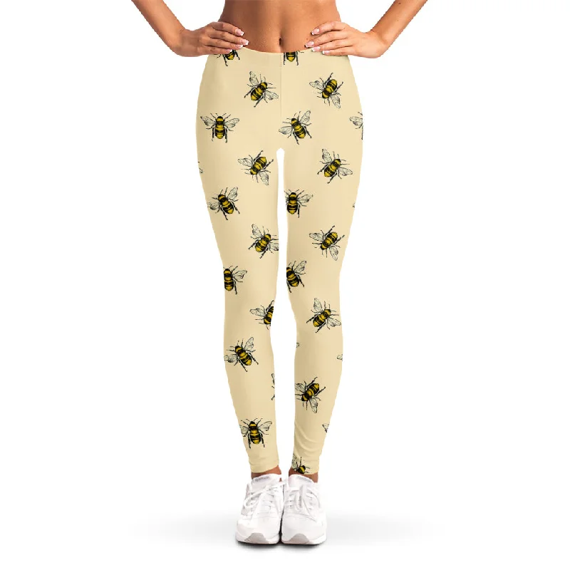 Lowest Prices Vintage Bee Pattern Print Women's Leggings