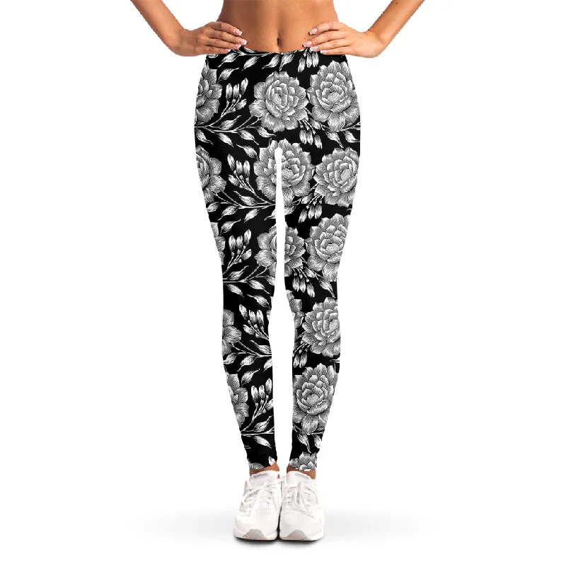 Deal of the Week Vintage Black And White Floral Print Women's Leggings