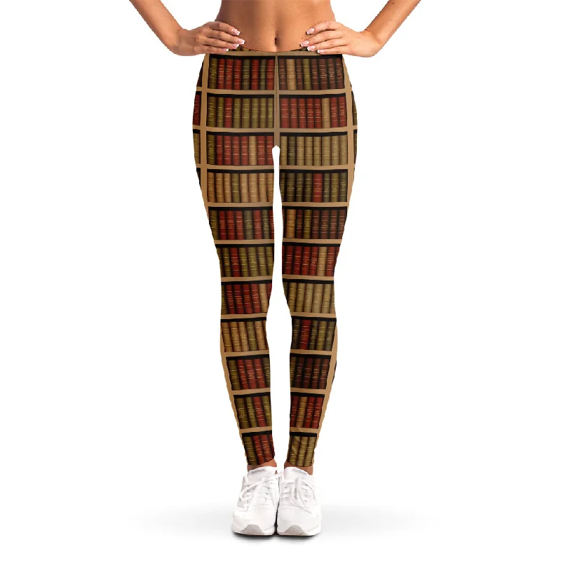 Extra Discounts Vintage Bookshelf Pattern Print Women's Leggings