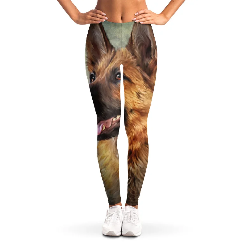 Deal Explosion Vintage German Shepherd Portrait Print Women's Leggings