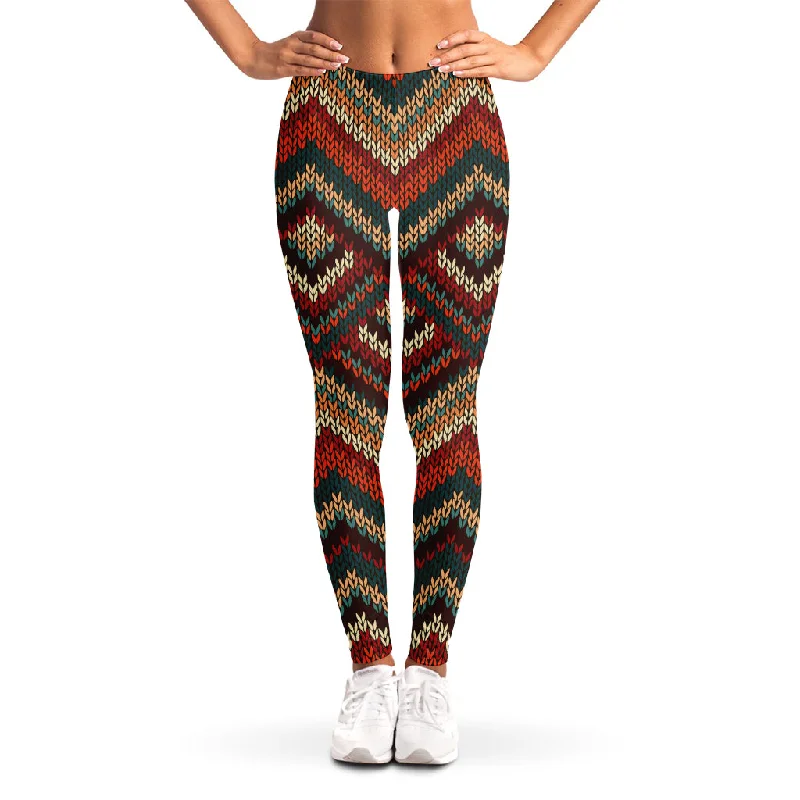 Warehouse Sale Vintage Knitted Pattern Print Women's Leggings