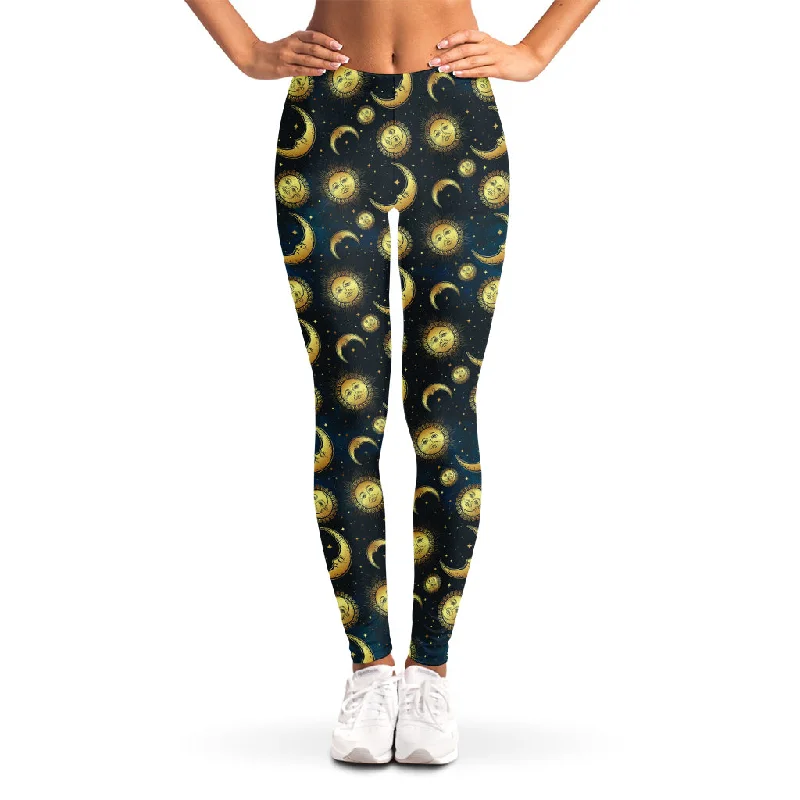 Today’s Special Vintage Moon And Sun Pattern Print Women's Leggings