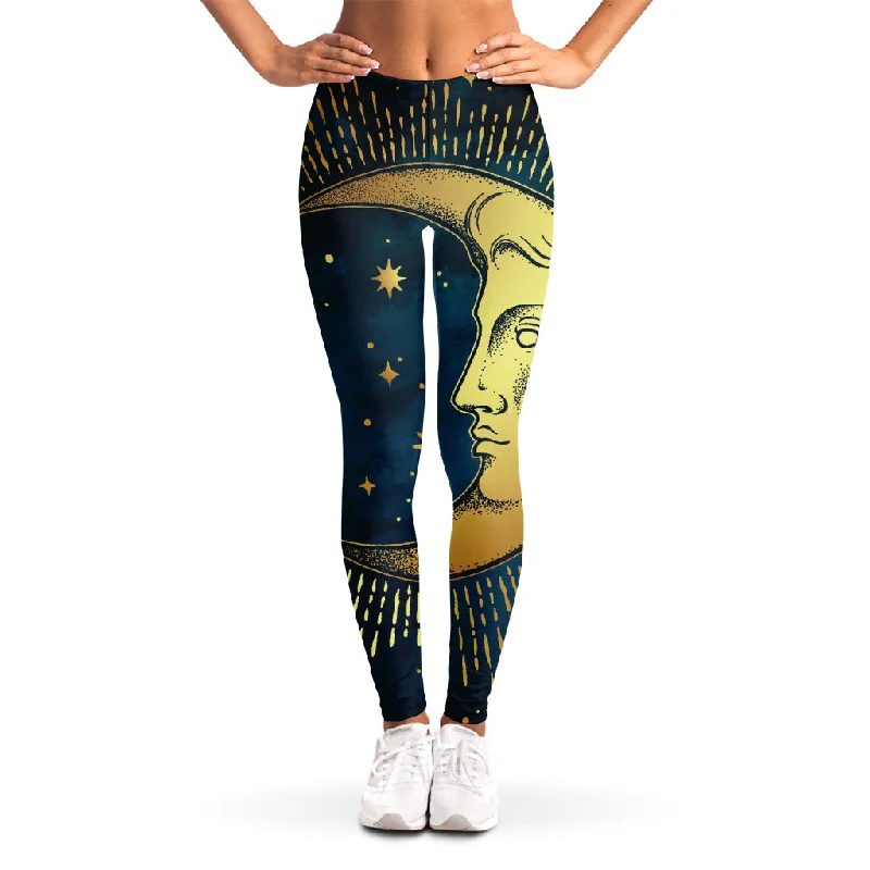 Special Savings Vintage Moon And Sun Print Women's Leggings