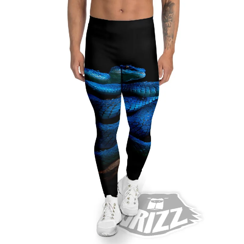 Major Savings Viper Snake Blue Pit Print Men's Leggings