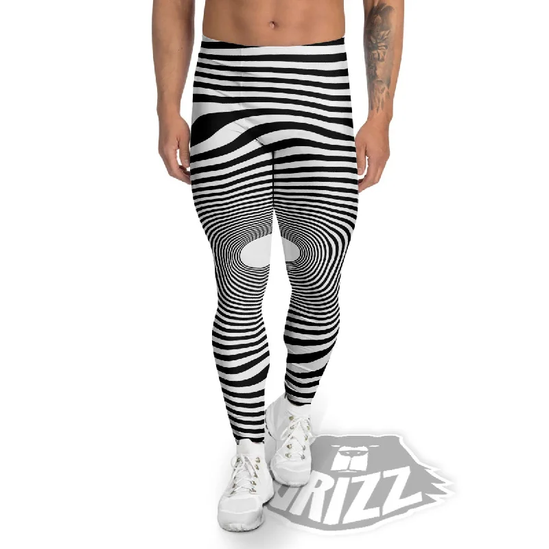 Super Savings Vortex Swirl White And Black Print Men's Leggings