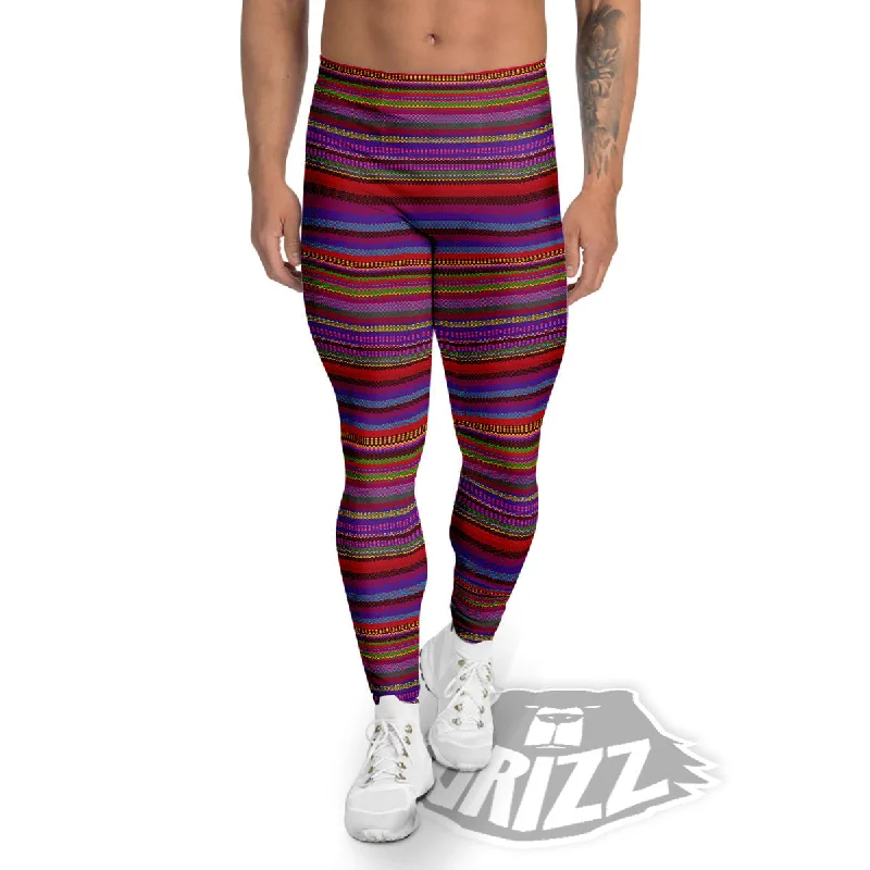 Bargain Blast Woven Mexican Colorful Print Pattern Men's Leggings