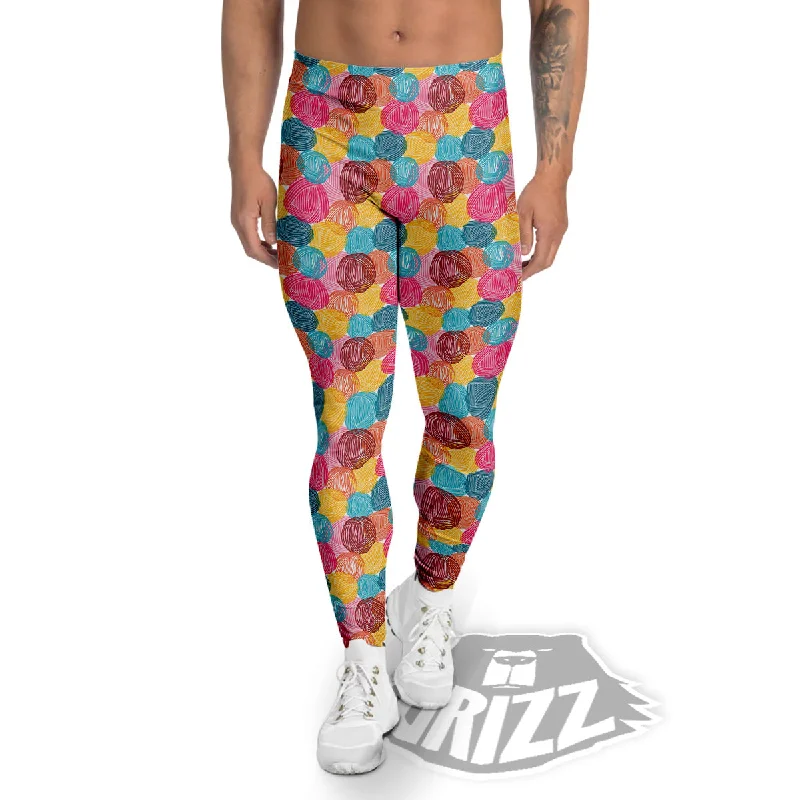 Super Sale Yarn Balls Colorful Print Men's Leggings