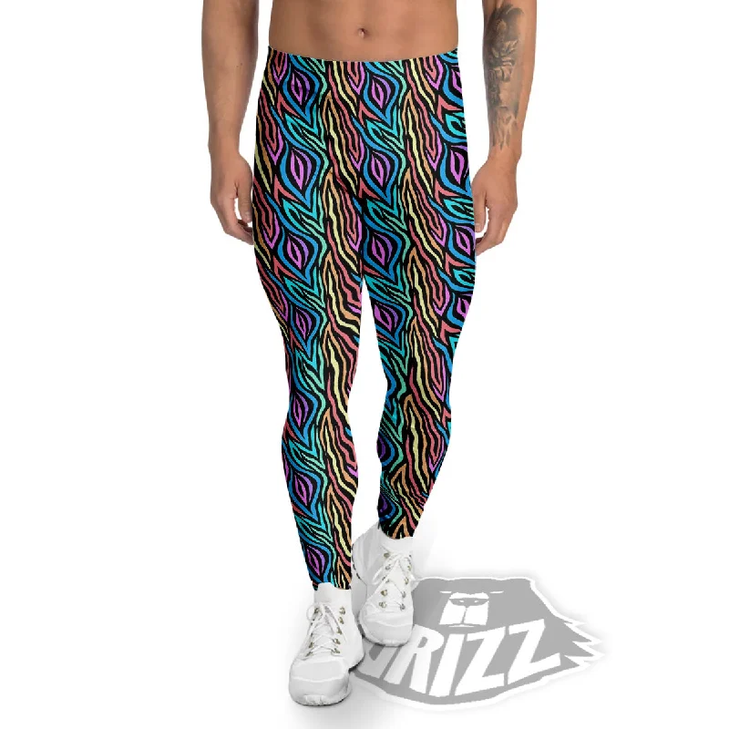Super Savings Zebra Colorful Print Pattern Men's Leggings