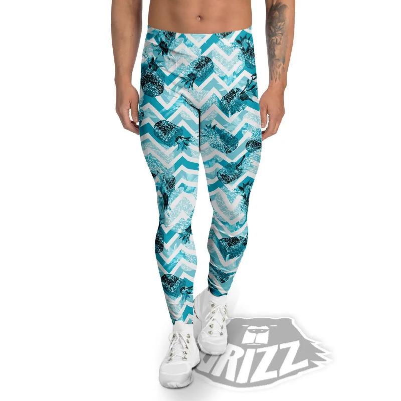 Price Fest Zig Zag Pastel Pineapple Print Pattern Men's Leggings