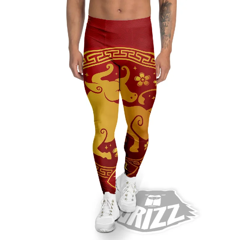 Today's Special Zodiac Sign Chinese Ox Print Men's Leggings