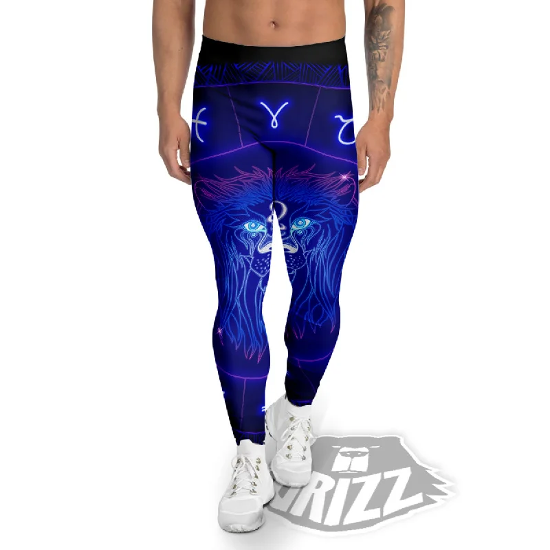 Stock Clearance Zodiac Sign Dark Leo Print Men's Leggings