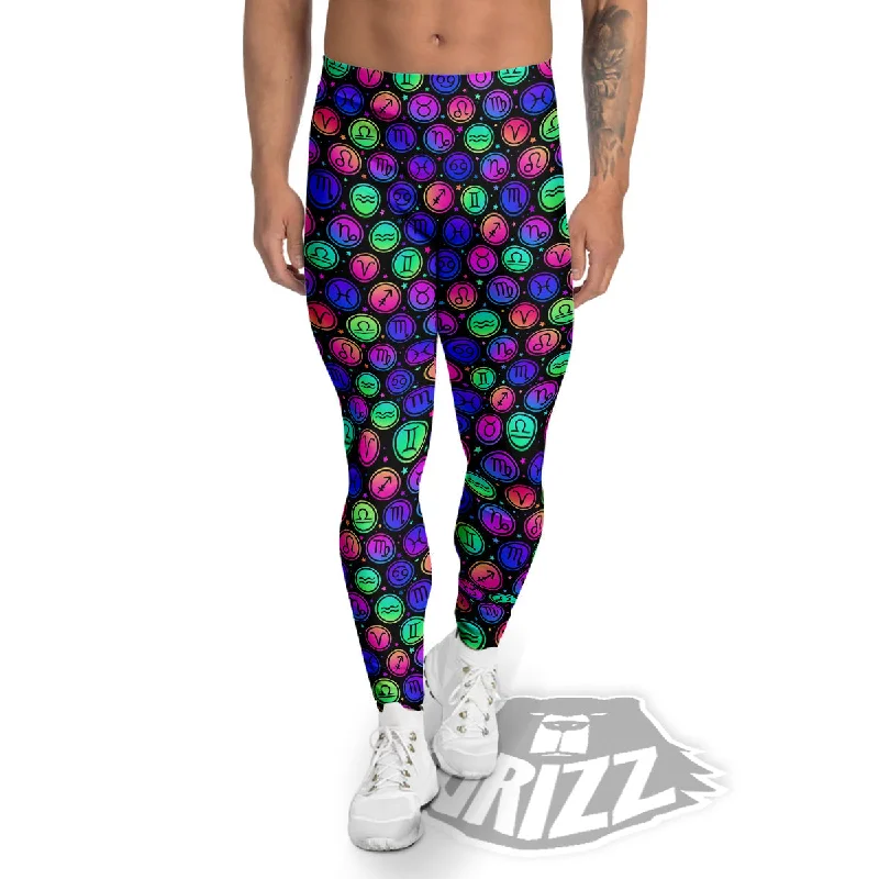 Limited Time Zodiac Symbols Colorful Print Pattern Men's Leggings
