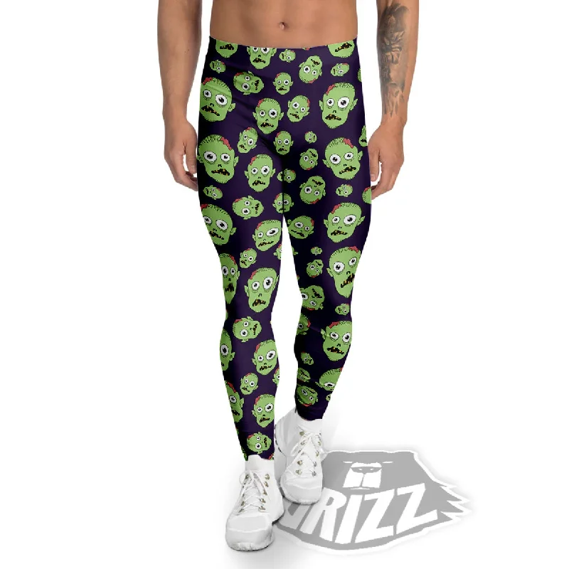 Extra Savings Zombie Green Print Pattern Men's Leggings