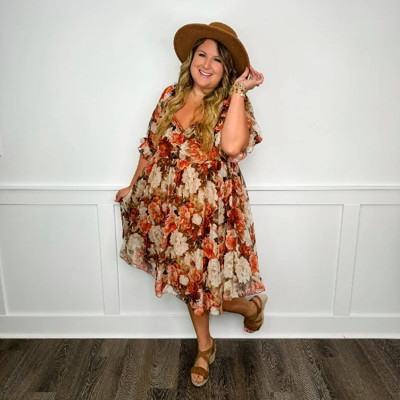 Price Slash Falling For You Orange Avery Mae Dress