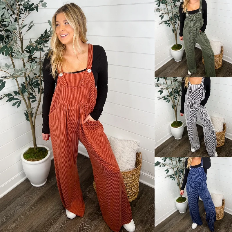 Members Only Just You Wait Ribbed Avery Mae Overalls - 4 colors!