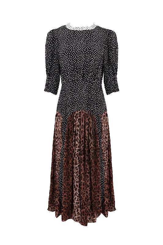 Shop and Save Meg Midi Dress in Leopard Polkadot