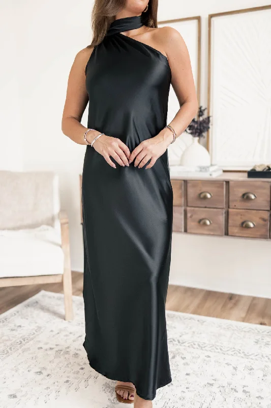 Today’s Deal Midnight Satin Scarf Dress