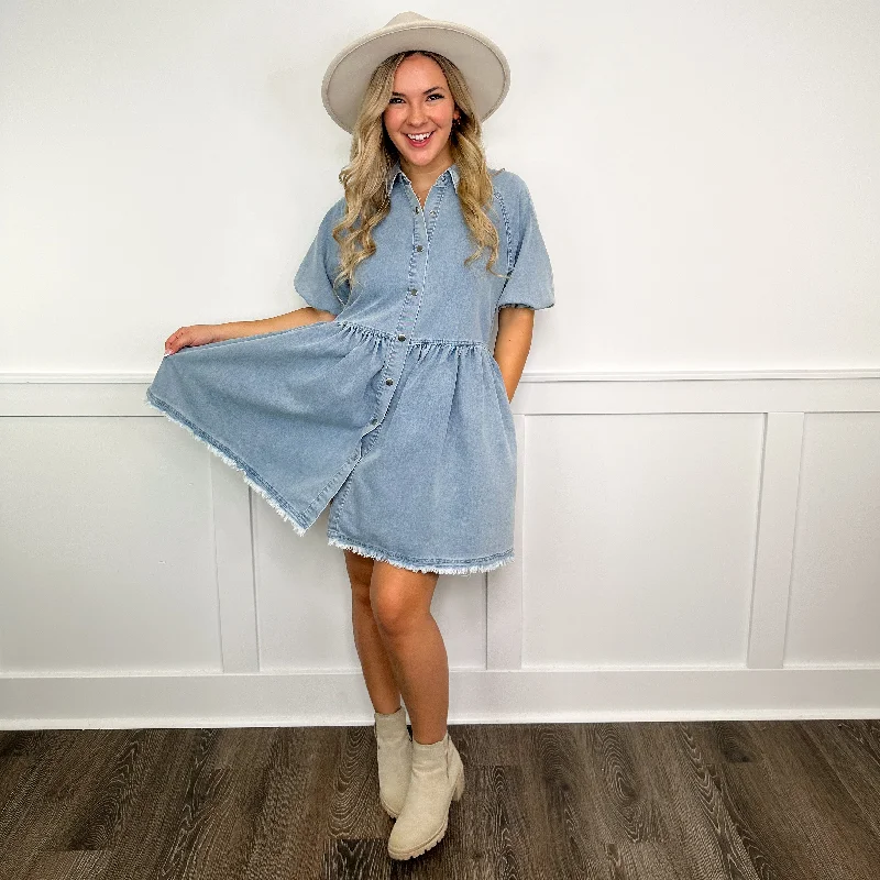 Deal Zone The Best of Me Cotton Blend Short Sleeve Denim Avery Mae Dress