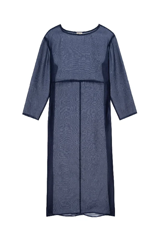 Weekend Deal The Organza Long Sleeve Dress in Navy
