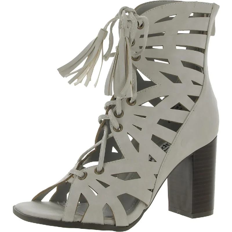 Deal Zone 2 Lips Too Womens Rewind Faux Leather Cut-Out Ankle Boots