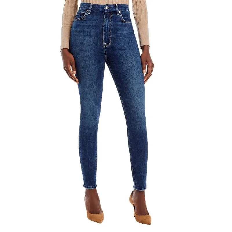 Limited Time 7 For All Mankind Aubrey Women's Medium Wash High Rise Ankle Crop Skinny Jeans