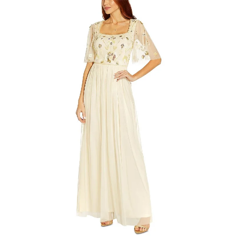 Savings Alert Adrianna Papell Womens Embellished Maxi Evening Dress