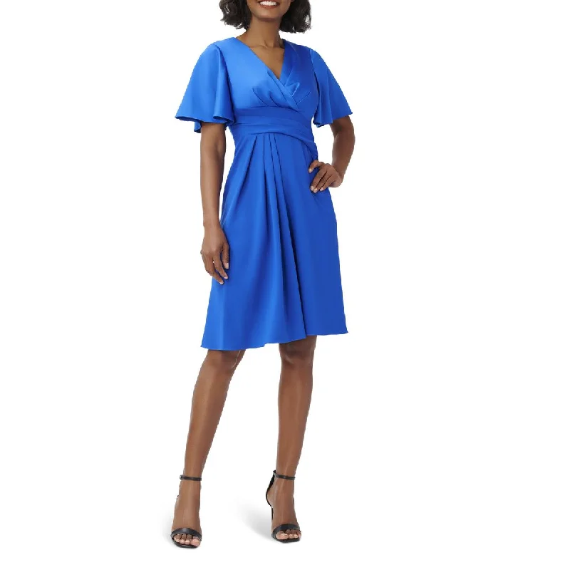 Special Price Adrianna Papell Womens Pleated V Neck Fit & Flare Dress