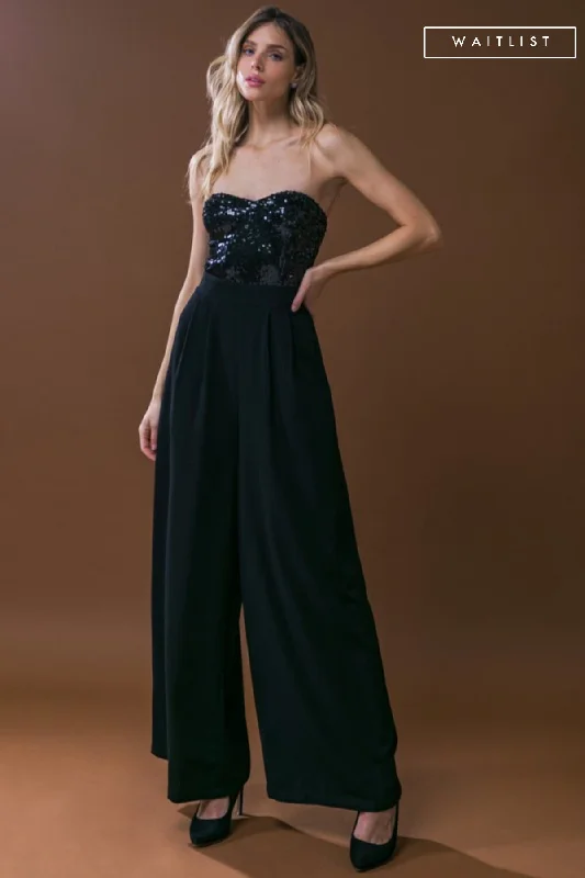 Take Advantage Waitlist 12/20 ♥ Alexa Sleeveless Sequin Bodice Wide Leg Jumpsuit Black Take Advantage Waitlist 12/20 ♥ Alexa Sleeveless Sequin Bodice Wide Leg Jumpsuit Black