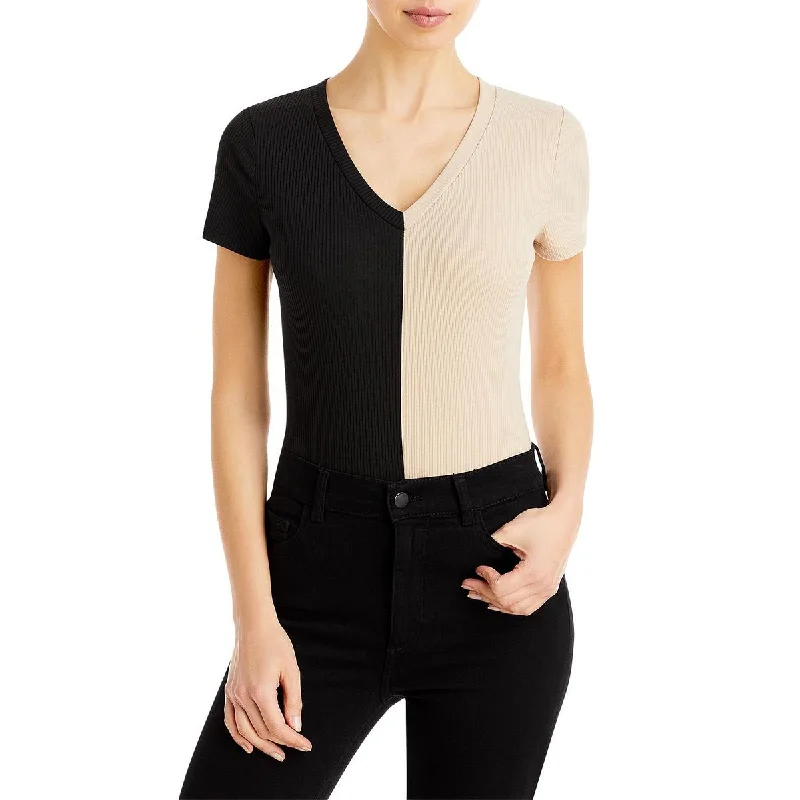 Final Markdown Aqua Womens Colorblock Ribbed Bodysuit