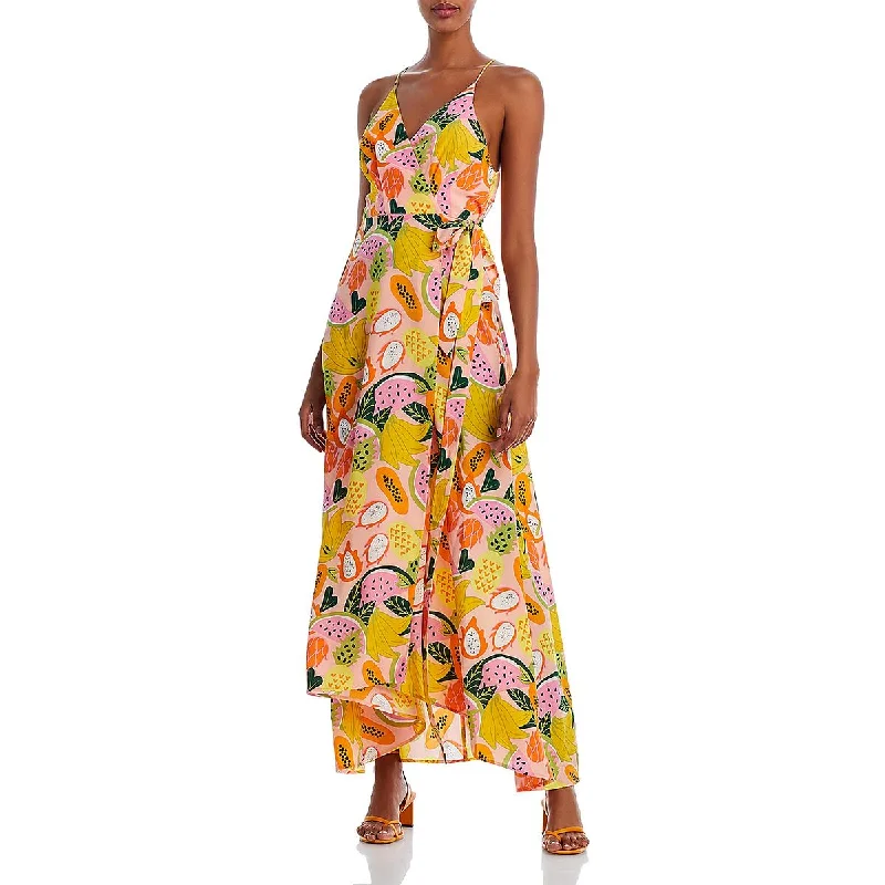 New Deals Aqua Womens Printed Long Maxi Dress