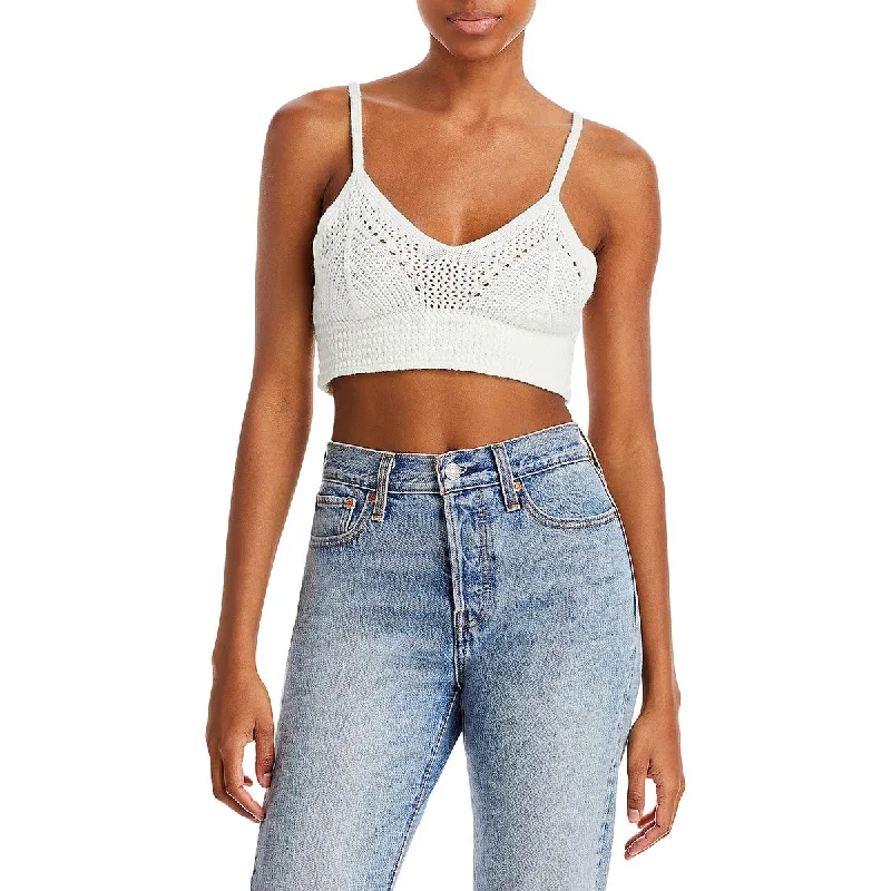 Hurry In Aqua Womens V Neck Short Cropped