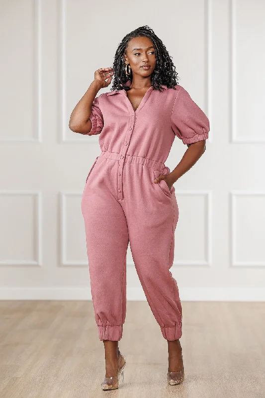 Online Specials FINAL SALE - Arley Surplice Back Jumpsuit - Old Rose