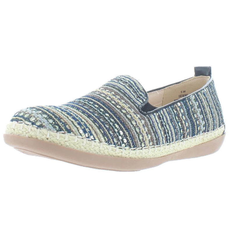 Midnight Sale Beacon Womens Terri Sequin Striped Slip-On Sneakers