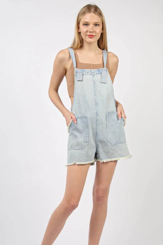 Can't Miss Belinda Short Overalls Light Indigo