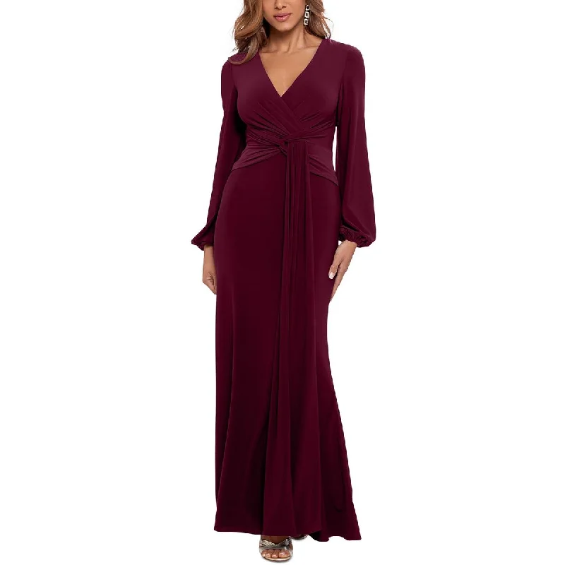 Bargain Blast Betsy & Adam Womens Petites Matte Jersey Draped Evening Dress