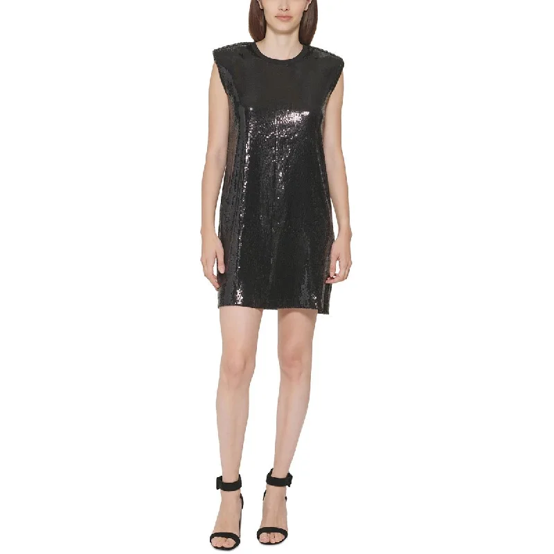 Weekend Deal Calvin Klein Womens Sequined Sleeveless Shift Dress