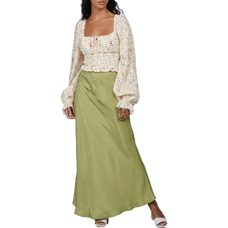 Blowout Deals Charlie Holiday Bobby Women's Printed Smocked Crop Top with Blouson Sleeves