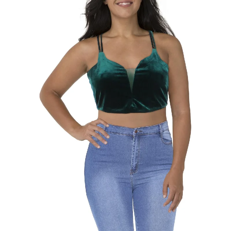Stock Clearance City Studios Womens Juniors Velvet V-Neck Cropped